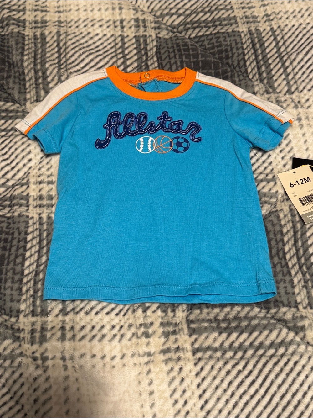 NWT Blue & Orange Sports Baby Tee - 6-12M